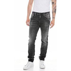 Replay Heren Jeans Anbass Slim-Fit met Power Stretch, donkergrijs 097, 28W x 32L