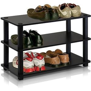 Furinno Plank, schoenenrek met 3 niveaus, hout, espresso/zwart, 29,46 x 29,46 x 39,12 cm