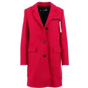 Love Moschino Dames gevoerd 78% Virgin Wol met Colour Contrast Knoppen Coat, Rood, 46
