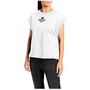 Replay Dames W3683 T-Shirt, 001 Wit, L