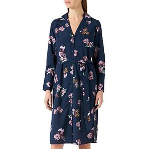 VERO MODA Petite Vrouwen VMLYDIA LS Calf Shirt Jurk WVN PTT Jurk, Navy Blazer/AOP: Lana, L/P, Navy Blazer/Aop: lana, L Klein
