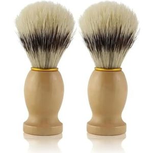 PARENCE. - Set van 2 scheerborstels voor heren – ergonomische houten handgreep | accessoires voor baard en scheerschuim | 2 kamers