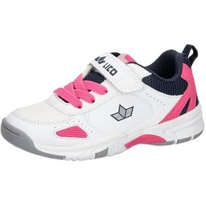 Lico Unisex Peyton V indoor gymschoenen voor kinderen, wit, marineblauw, roze, 23 EU