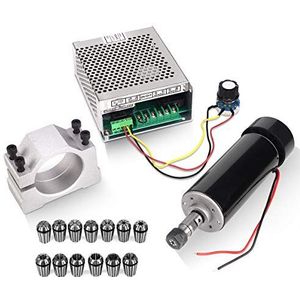 CNC Spindel 500W Luchtgekoelde 0.5kw Freesmotor en Spindel Snelheid Power Converter en 52mm Klem en 13 stks ER11 Collet voor DIY Graveren