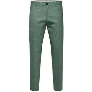 Selected Homme Herenbroek, linnenmix, groen (light green melange), 46