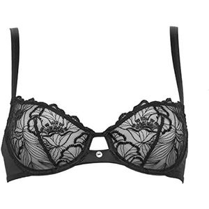 Maison Lejaby - BH-mand van borduurwerk Zwitserse flora voor dames, zwart., M