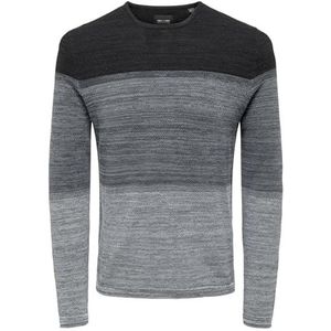 Mann O&S Slank Lange Mouw Gebreid Sweatshirt Ronde Hals Basis Trui Tricot Shirt Jumper ONSPANTER, Colour:Grey-2, Size:M
