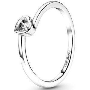 Pandora Clear Tilted Heart Solitaire ring met heldere steen en gekanteld hartje, 60