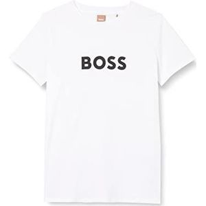 BOSS Dames C Elogo T-shirt van biologisch katoen met logoprint, White100, L