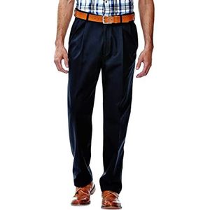Haggar Heren werk tot weekend geen ijzeren keperplooi voorbroek - normale en grote en lange maten, Donkere marine, 38W x 32L