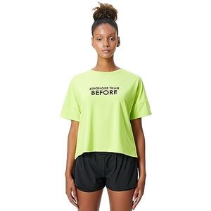 Koton Dames korte mouw slogan bedrukt Crew Neck Sport T-Shirt, geel (186), XS