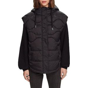 ESPRIT Gerecycled: gewatteerde jas met capuchon, zwart, XL