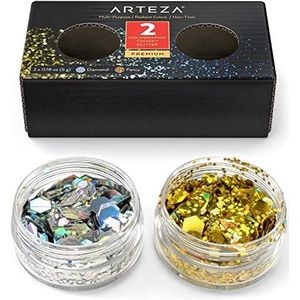 ARTEZA Multifunctionele dikke holografische glitterpotten (set van 2 kleuren: Diamond & Fancy - elk 5 g)