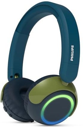 Philips TAK4200CT 4200-serie On Ear draadloze opvouwbare hoofdtelefoon voor kinderen - 45 uur afspeeltijd, beperkt volume, Audio delen, 3,5 mm- en USB-C-kabel meegeleverd - Kristalgroen