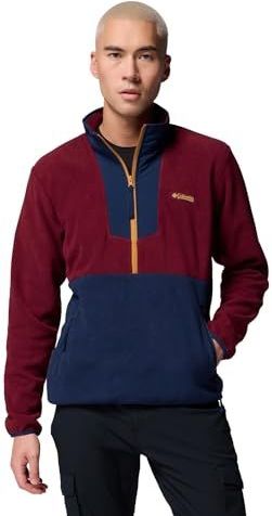 Columbia Heren Sequoia Grove Half Zip Fleece, Fleece Pull Over, Rich Wine, Collegiate Navy, XXL