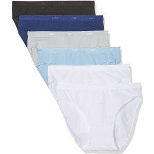 Dim Les Pockets EcoDim Damesslip, katoen, 6 stuks, meerkleurig (poolblauw/inktblauw/wit/zwart/wit/grijs), 38-40