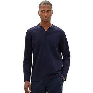 TOM TAILOR T-shirt met lange mouwen voor heren, 34195 - Navy Herringbone Structure, S