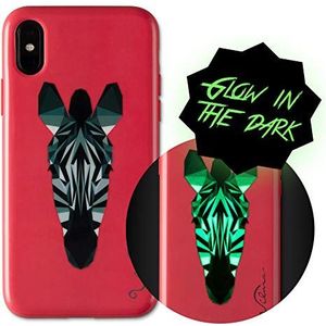 Wilma Be You Telefoonhoes compatibel met iPhone X/XS, beschermhoes, zebra, licht in het donker - rood