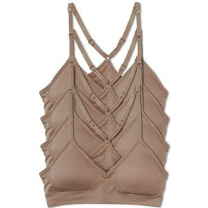 Kalon Dames Racerback Sport Bralette, Naadloos, Draadloze Comfort Beha, 4 stuks, XS