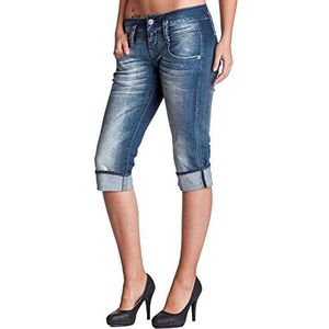 Herrlicher Dames Capri jeansbroek normale tailleband 5113 D9900 Pitch Short Denim Stretch, blauw (Spring Blue 033), 27W