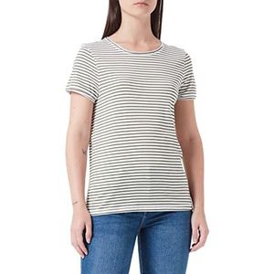 TOM TAILOR Dames T-shirt met print 1031764, 29868 - Offwhite Olive Stripe, XXS