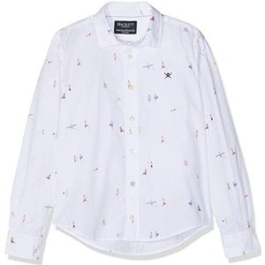 Hackett London Overhemd voor jongens met print, meerkleurig (White/Multi 8aj), 122/128 cm(7-8 Jaren)