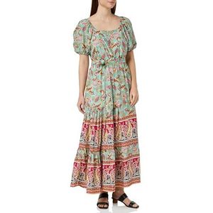 NALLY Dames midi-jurk met paisley-print 15923624-NA02, lichtgroen meerkleurig, M, lichtgroen, meerkleurig, M
