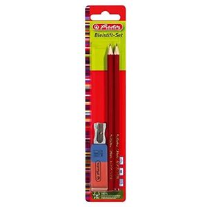 Herlitz Potloodset: 2 potloden van FSC-hout, 1 gum en puntenslijper, hardheid HB, gelakt, 180 stuks (1 stuk)