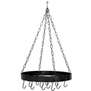 Premier Housewares Ronde plafondlamp Rack, mat zwart, gepoedercoat metaal, 48x48x70