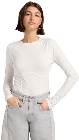 Lee - Corset Top - Ecru - T-shirt Met Lange Mouwen