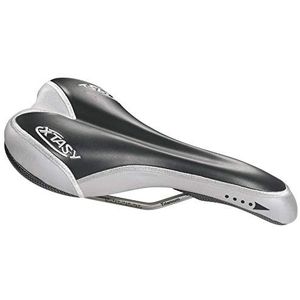 XtasY Unisex - Zadel voor volwassenen MTB/Trekking fietszadel zwart, grijs (zilver), 289 g