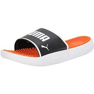 PUMA Softride Slide Massage Sandaal voor heren, Puma Black PUMA Witte Cayennepeper, 48.5 EU