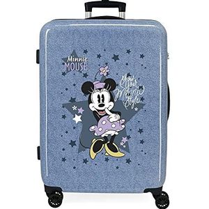 Disney Minnie Style koffer, middelgroot, blauw, 48 x 68 x 26 cm, harde ABS-kunststof, geïntegreerde TSA-sluiting, 70 l, 3 kg, 4 dubbele wielen, Blauw, Maleta mediana, Middelgrote koffer