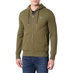 GANT REG Tonal Shield Full Zip Hoodie, groen (moss green), S