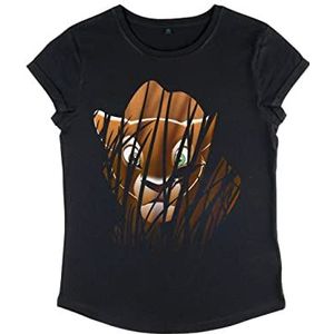 Disney Women's The Lion King-Huntress Organic Roll Sleeve T-Shirt, Zwart, M, zwart, M