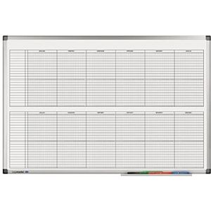 Legamaster 7-414000 Premium projectplanner, UV-gehard whiteboard; jaarplanner in halfjaarformaat met 20 regels, 90 x 60 cm