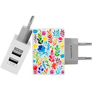 Gocase Multicolor Wall Charger | Dual USB-oplader | Compatibel met iPhone 11 Pro Max XS Max X XR Samsung S10 + Huawei P30 P20 LG Sony | Voeding wit 1 A / 2.1 A