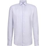 Seidensticker Zakelijk overhemd voor heren, slim fit, zacht, kentkraag, lange mouwen, 100% linnen, blauw, 36