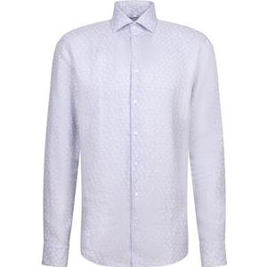 Seidensticker Zakelijk overhemd voor heren, slim fit, zacht, kentkraag, lange mouwen, 100% linnen, blauw, 36