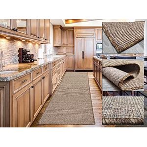 Lang tapijt voor buiten, glad, tapijt, okerkleurig, terras, keuken, lange hal, tapijt voor woonkamer, entree, tapijten 70 x 300 cm