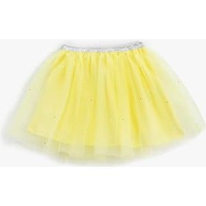 Koton Meisjes Tulle Mini Gleamy Linend Elastische Tailleband Rok, geel (173), 4-5 Jaren