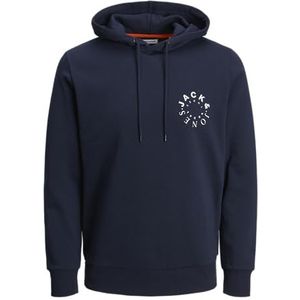 JACK&JONES PLUS Jjwarrior Sweat Hood Pls capuchontrui voor heren, Navy Blazer/Print: Small, 5XL