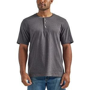 Wrangler Authentics Men's Big & Tall Short Sleeve Henley Tee, Charcoal Heather, XL