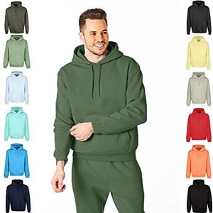 RIPT Essentials RCSWT763 Heren Hooded Soft Touch Loungewear Hoodie Sweatshirt Top, Army, L