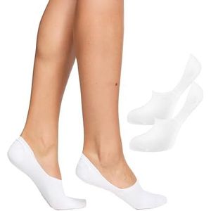 Nur Die Bamboesokken, set van 2 stuks, voor dames, nauwelijks zichtbaar, zacht, ademend, onzichtbaar, verschuift niet, wit, 38