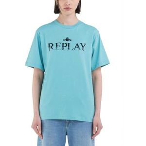 Replay Dames Regular fit T-shirt korte mouwen Pure Logo Collectie, 337 Amalfi Green, XL