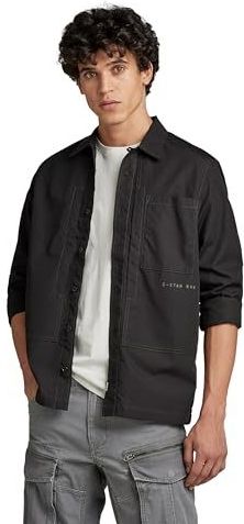 G-STAR RAW Heren Workwear Regular Shirt, Zwart (dark black C973-6484), M, Zwart (Dk Black C973-6484), M