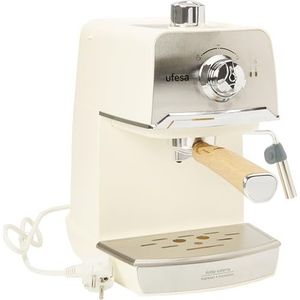 Ufesa CE7238 Cream Koffiemachine, 850W, Instelbare Melkschuim systeem, 20 bars, 2 Koffiespecialiteiten: gemalen koffie of koffie pads, Inhoud 1.2l, Kopverwarmer