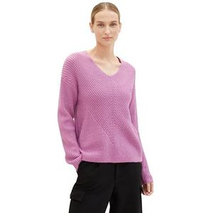 TOM TAILOR Basic damestrui met V-hals, 33963-mauvy plum melange, XL