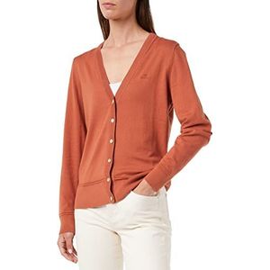 GANT Katoenen V-cardigan voor dames, gebreide jas, Light Copper, standaard, Lichtkoper., XXL